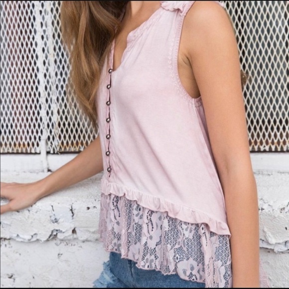 POL Lace Button Top - Picture 2 of 5